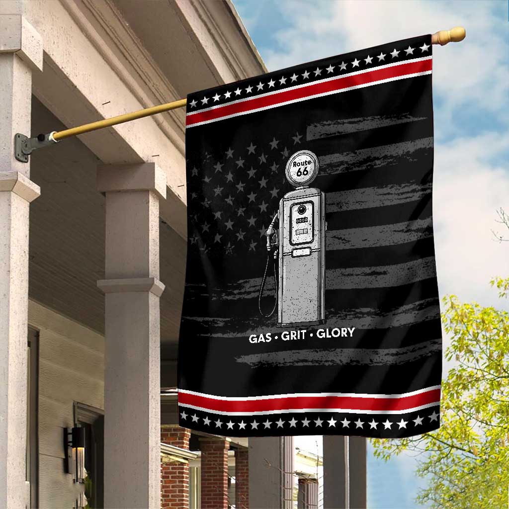 Route Highway 66 Americana Road Trip Garden Flag Gas Grill Glory TS12 Distressed Black Red Print Your Wear