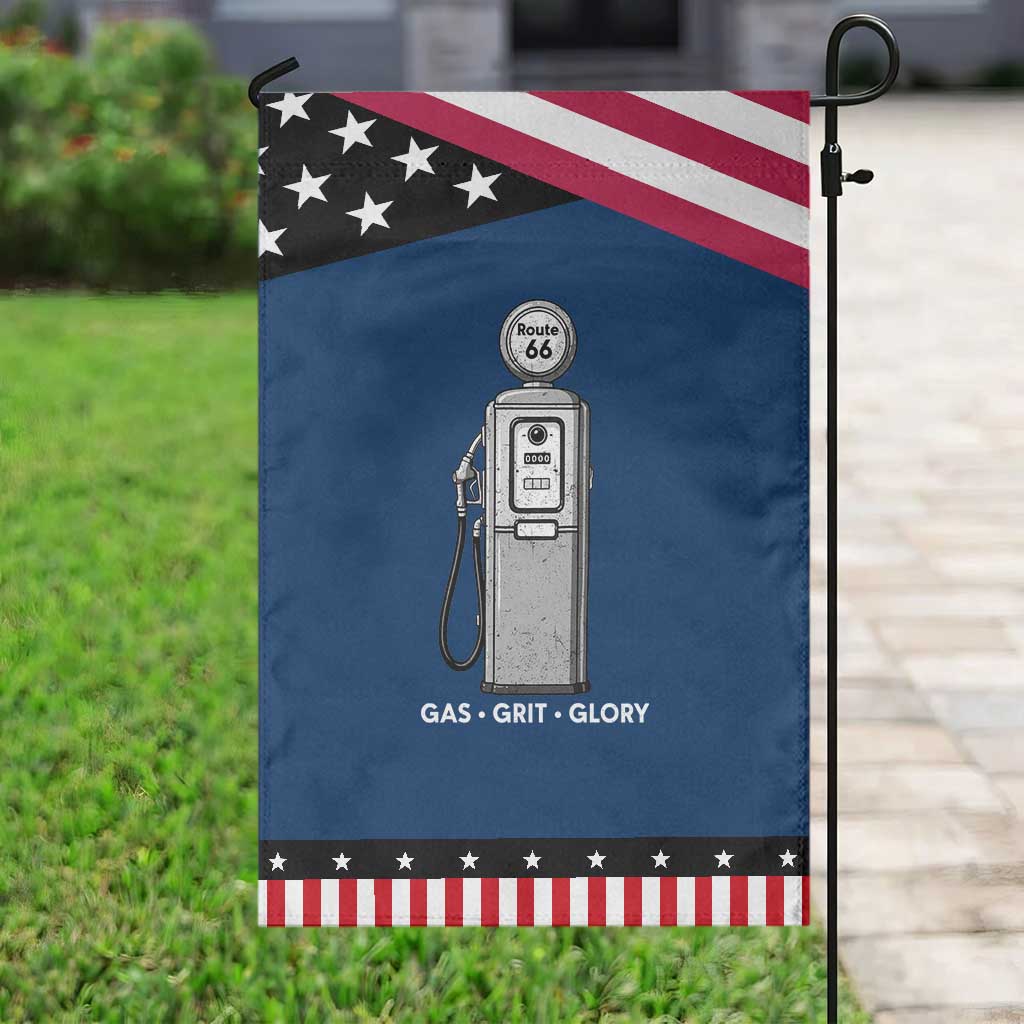 Route Highway 66 Americana Road Trip Garden Flag Gas Grill Glory TS12 Classic Blue Black Print Your Wear