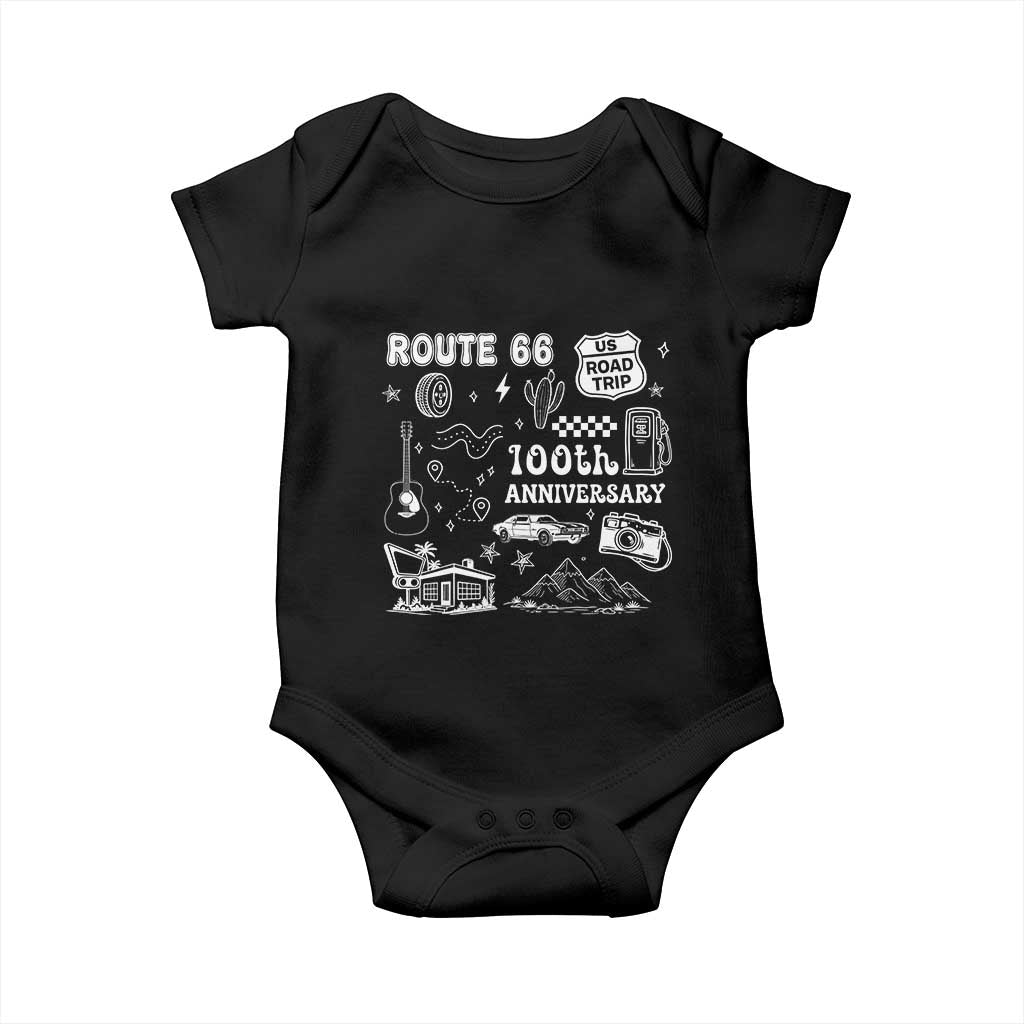 Route Highway 66 100th Anniversary Baby Onesie The Mother Road Centennial TS12 Black Print Your Wear