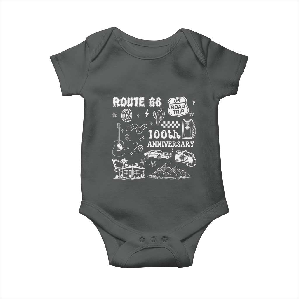 Route Highway 66 100th Anniversary Baby Onesie The Mother Road Centennial TS12 Dark Heather Print Your Wear