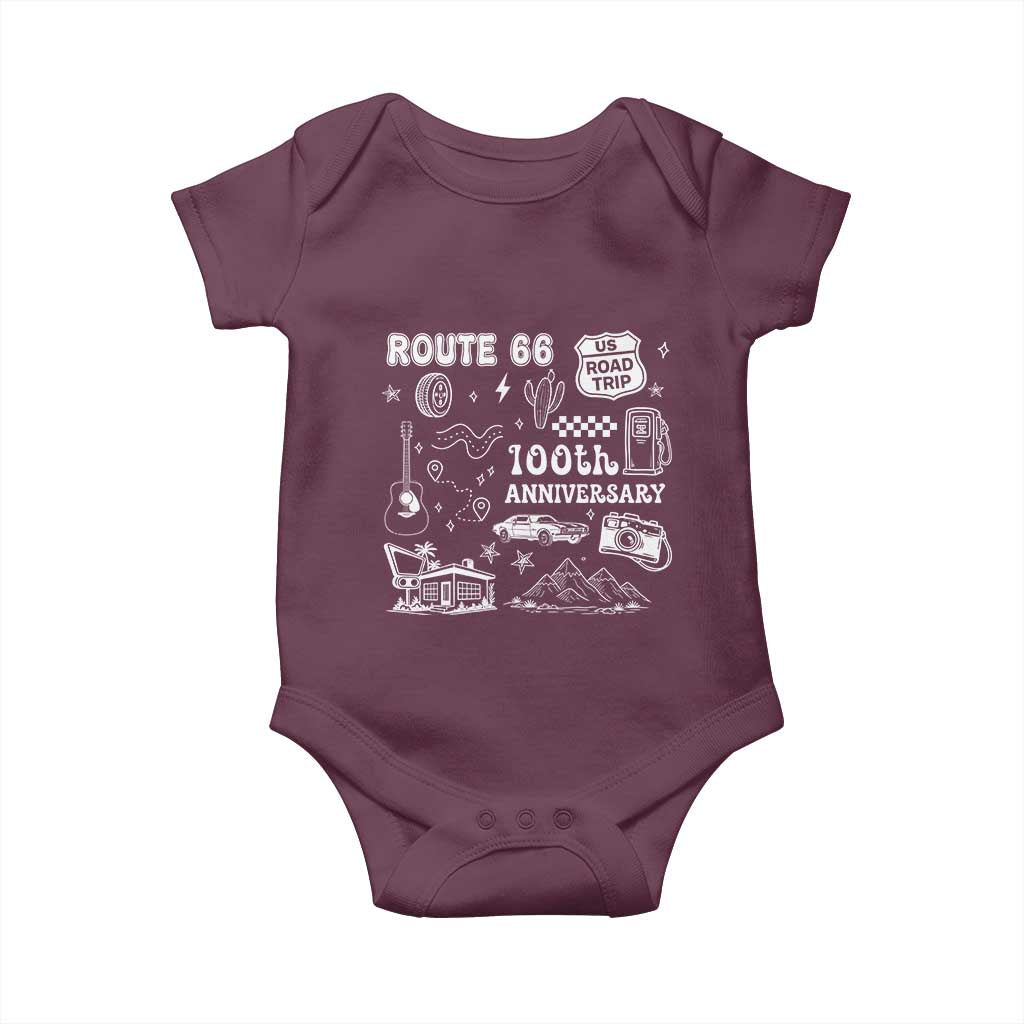 Route Highway 66 100th Anniversary Baby Onesie The Mother Road Centennial TS12 Maroon Print Your Wear