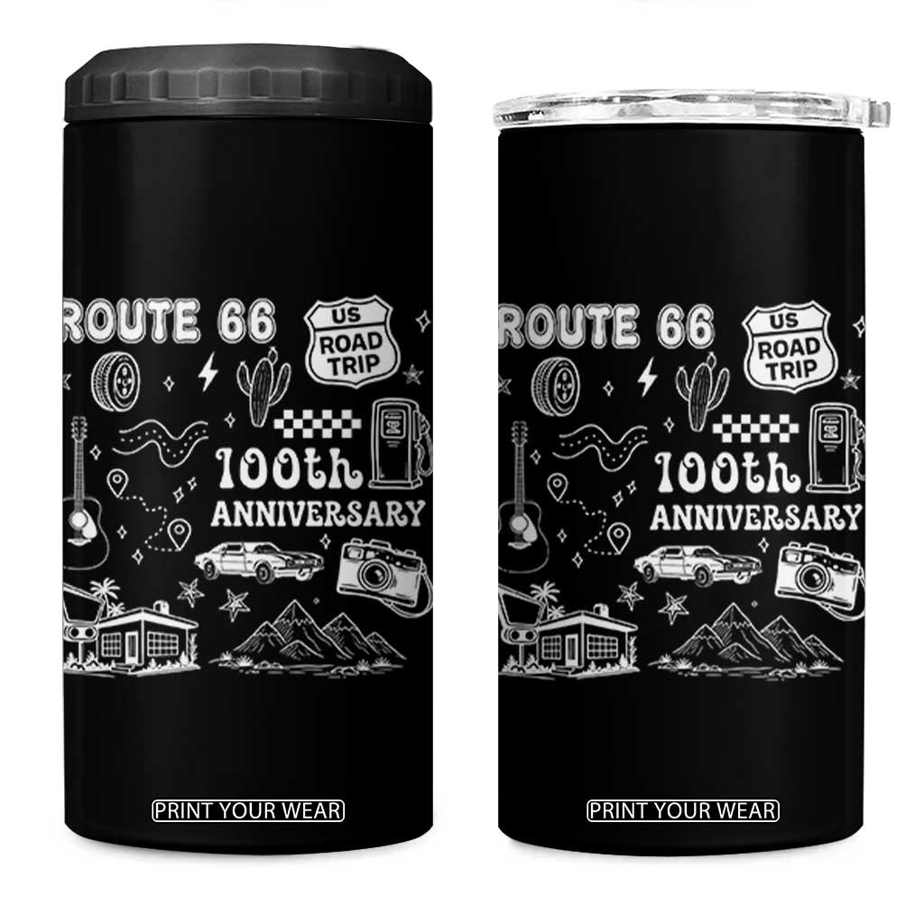 Route Highway 66 100th Anniversary 4 in 1 Can Cooler Tumbler The Mother Road Centennial TS12 One Size: 16 oz Black Print Your Wear
