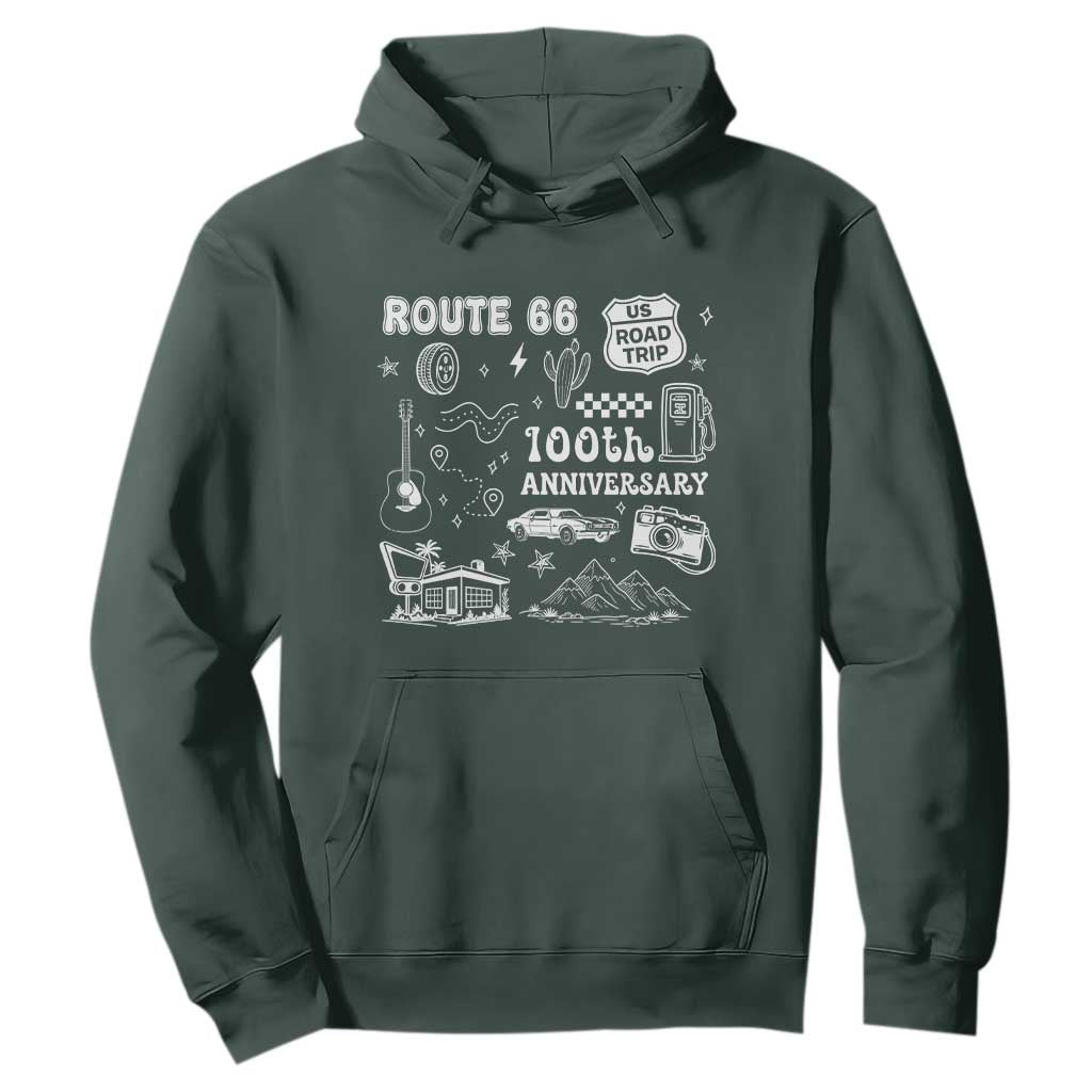 Route Highway 66 100th Anniversary Hoodie The Mother Road Centennial TS12 Dark Forest Green Print Your Wear