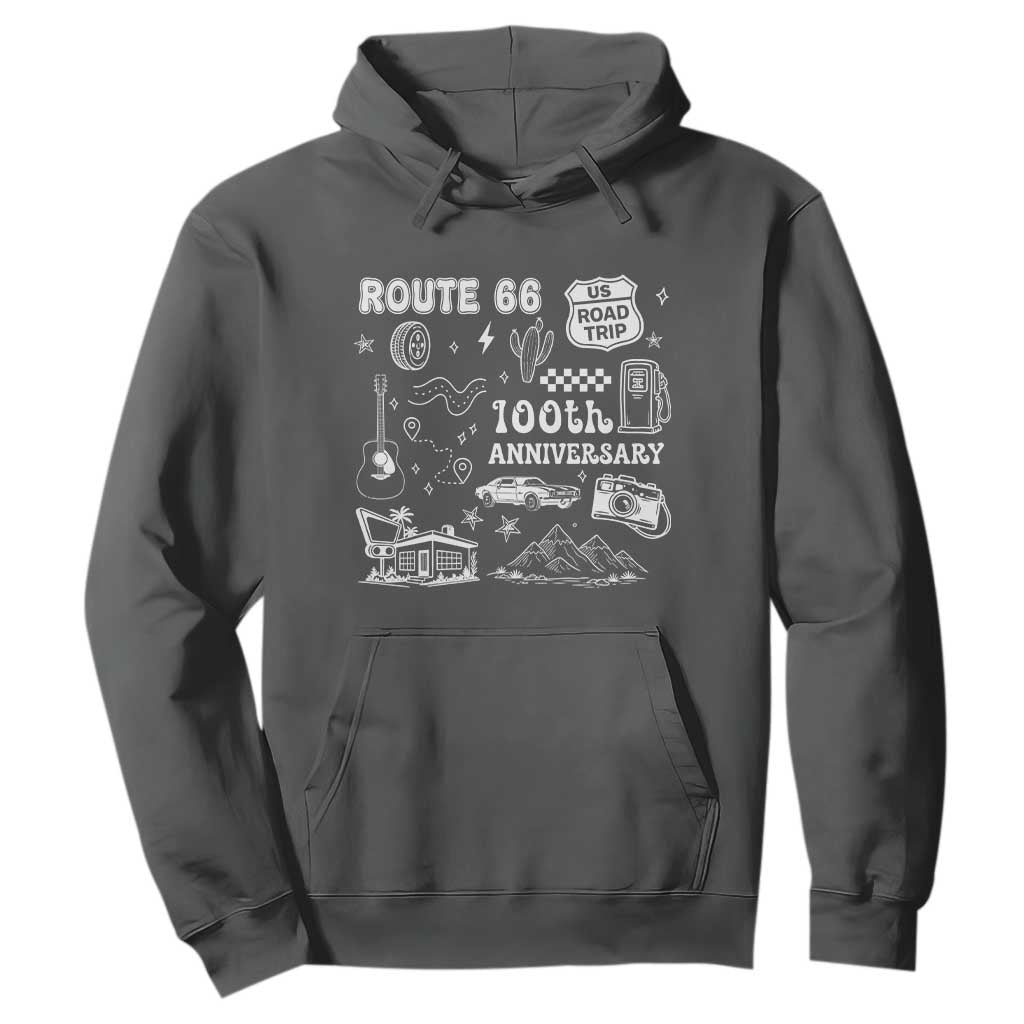 Route Highway 66 100th Anniversary Hoodie The Mother Road Centennial TS12 Dark Heather Print Your Wear