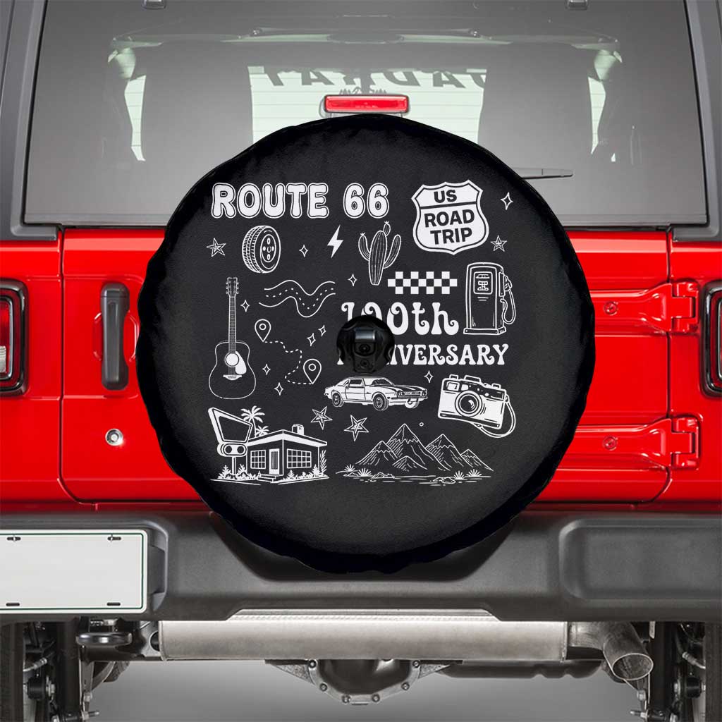 Route Highway 66 100th Anniversary Spare Tire Cover The Mother Road Centennial TS12 Black Print Your Wear