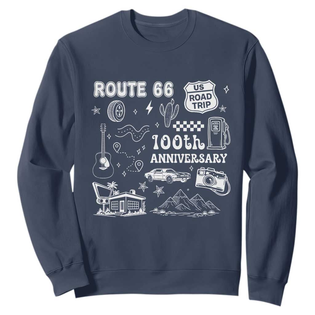 Route Highway 66 100th Anniversary Sweatshirt The Mother Road Centennial TS12 Navy Print Your Wear