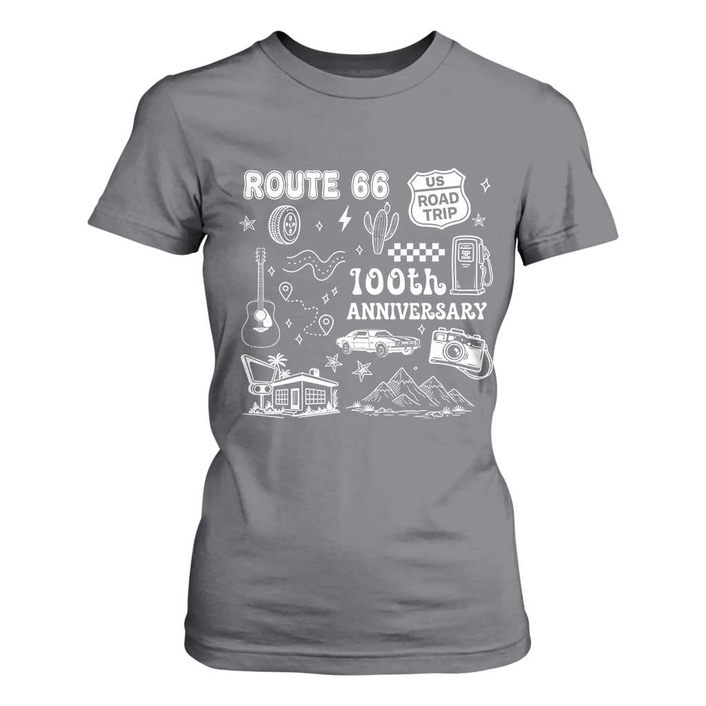 Route Highway 66 100th Anniversary T Shirt For Women The Mother Road Centennial TS12 Charcoal Print Your Wear