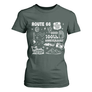 Route Highway 66 100th Anniversary T Shirt For Women The Mother Road Centennial TS12 Dark Forest Green Print Your Wear