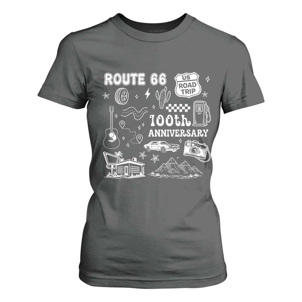 Route Highway 66 100th Anniversary T Shirt For Women The Mother Road Centennial TS12 Dark Heather Print Your Wear