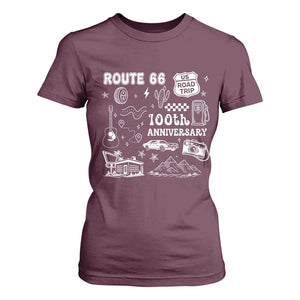 Route Highway 66 100th Anniversary T Shirt For Women The Mother Road Centennial TS12 Maroon Print Your Wear