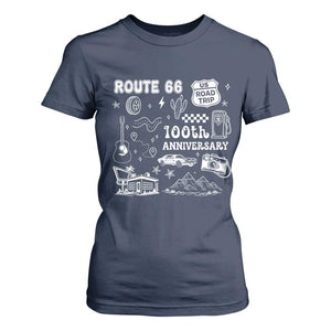 Route Highway 66 100th Anniversary T Shirt For Women The Mother Road Centennial TS12 Navy Print Your Wear