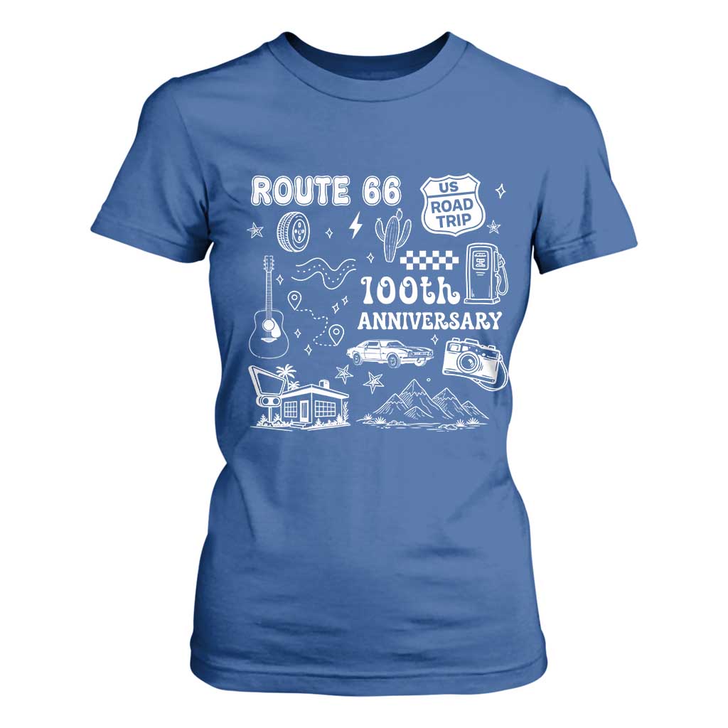 Route Highway 66 100th Anniversary T Shirt For Women The Mother Road Centennial TS12 Royal Blue Print Your Wear
