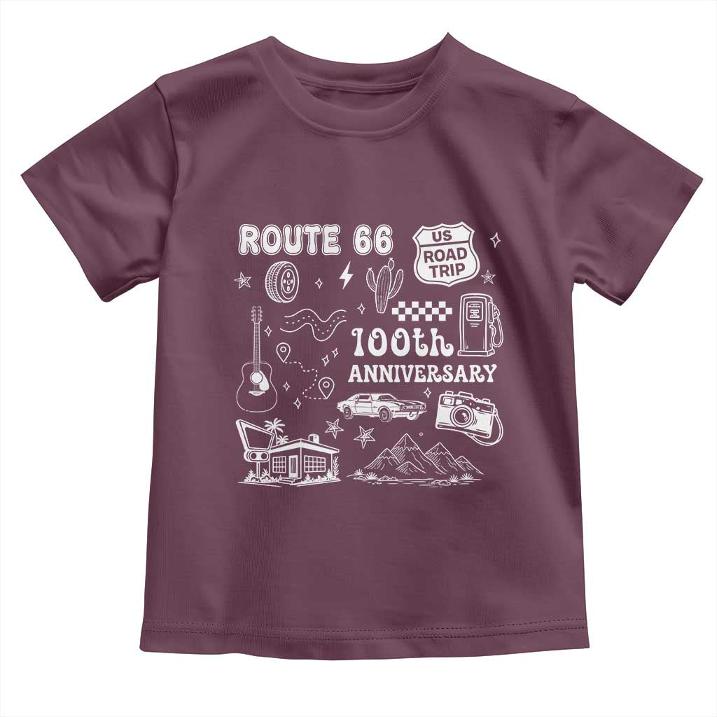 Route Highway 66 100th Anniversary Toddler T Shirt The Mother Road Centennial TS12 Maroon Print Your Wear