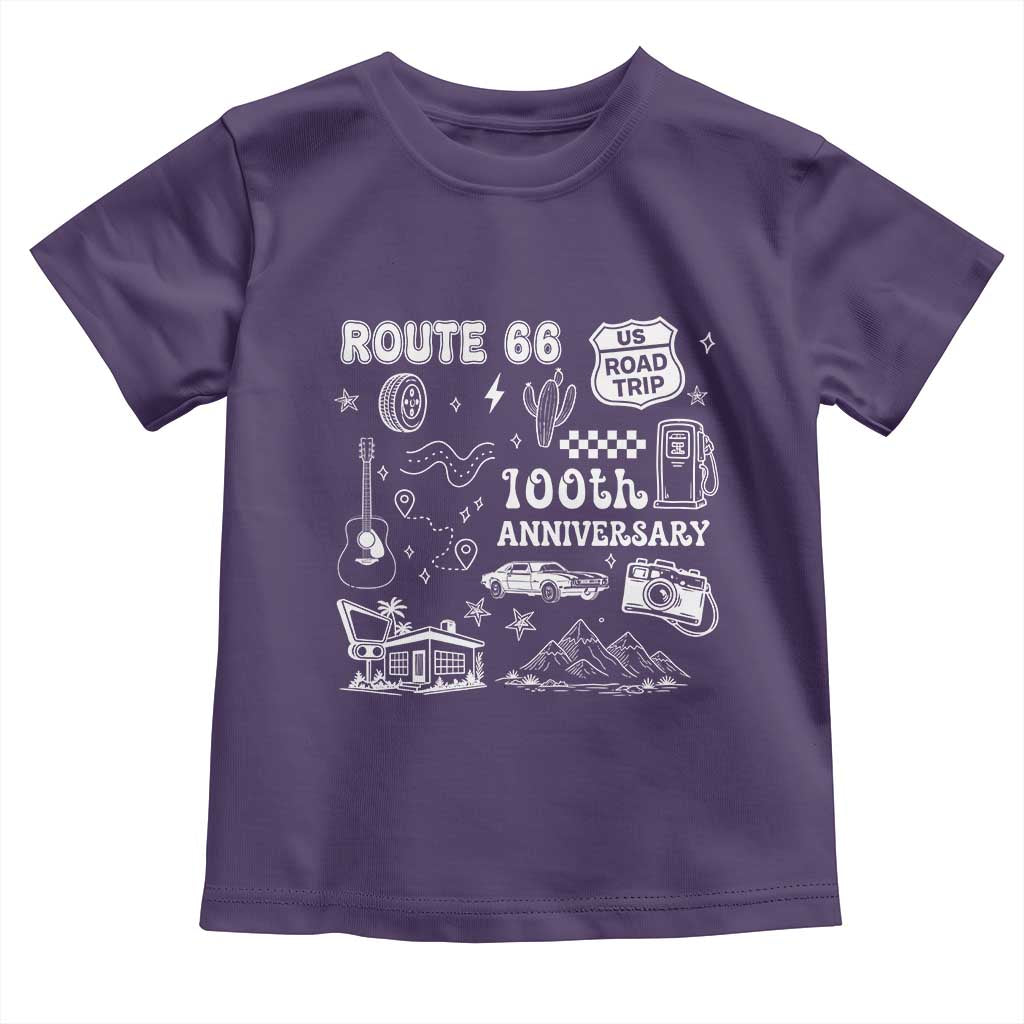 Route Highway 66 100th Anniversary Toddler T Shirt The Mother Road Centennial TS12 Purple Print Your Wear