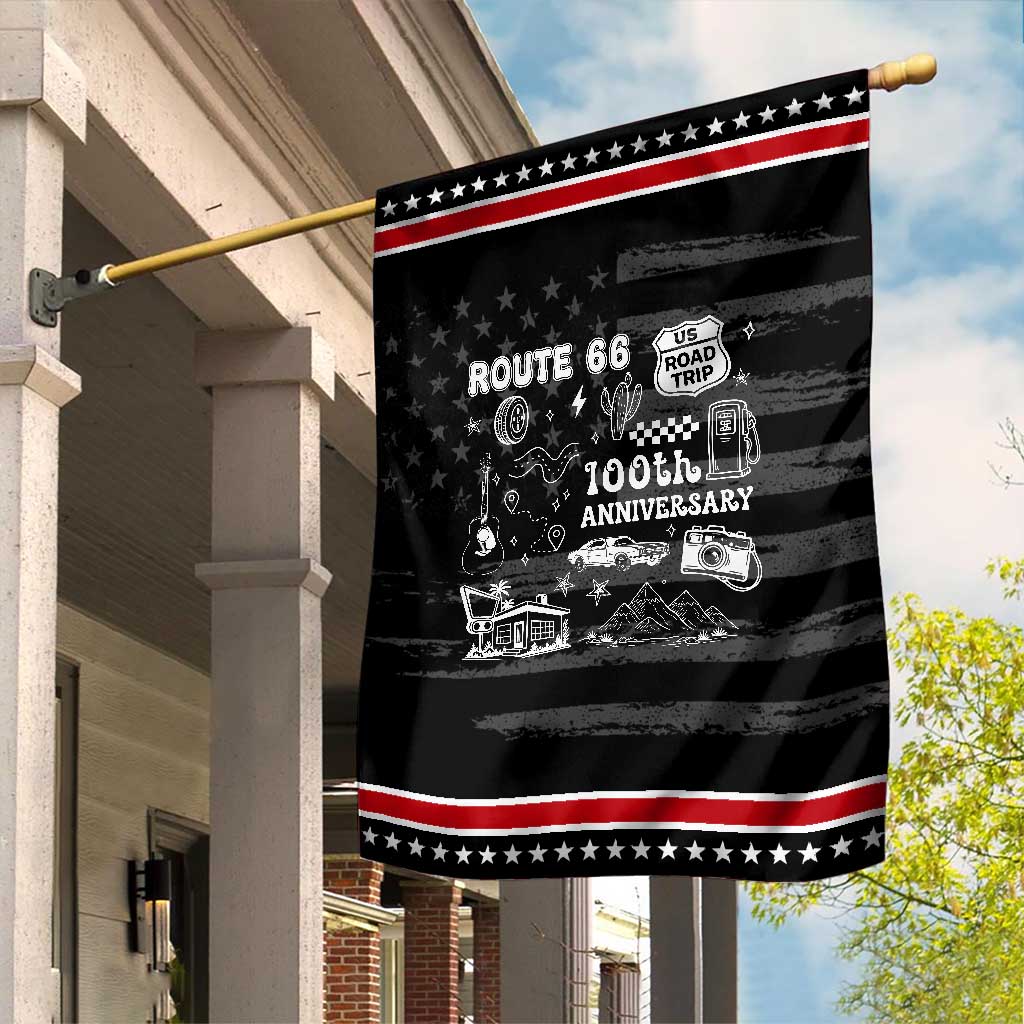 Route Highway 66 100th Anniversary Garden Flag The Mother Road Centennial TS12 Distressed Black Red Print Your Wear