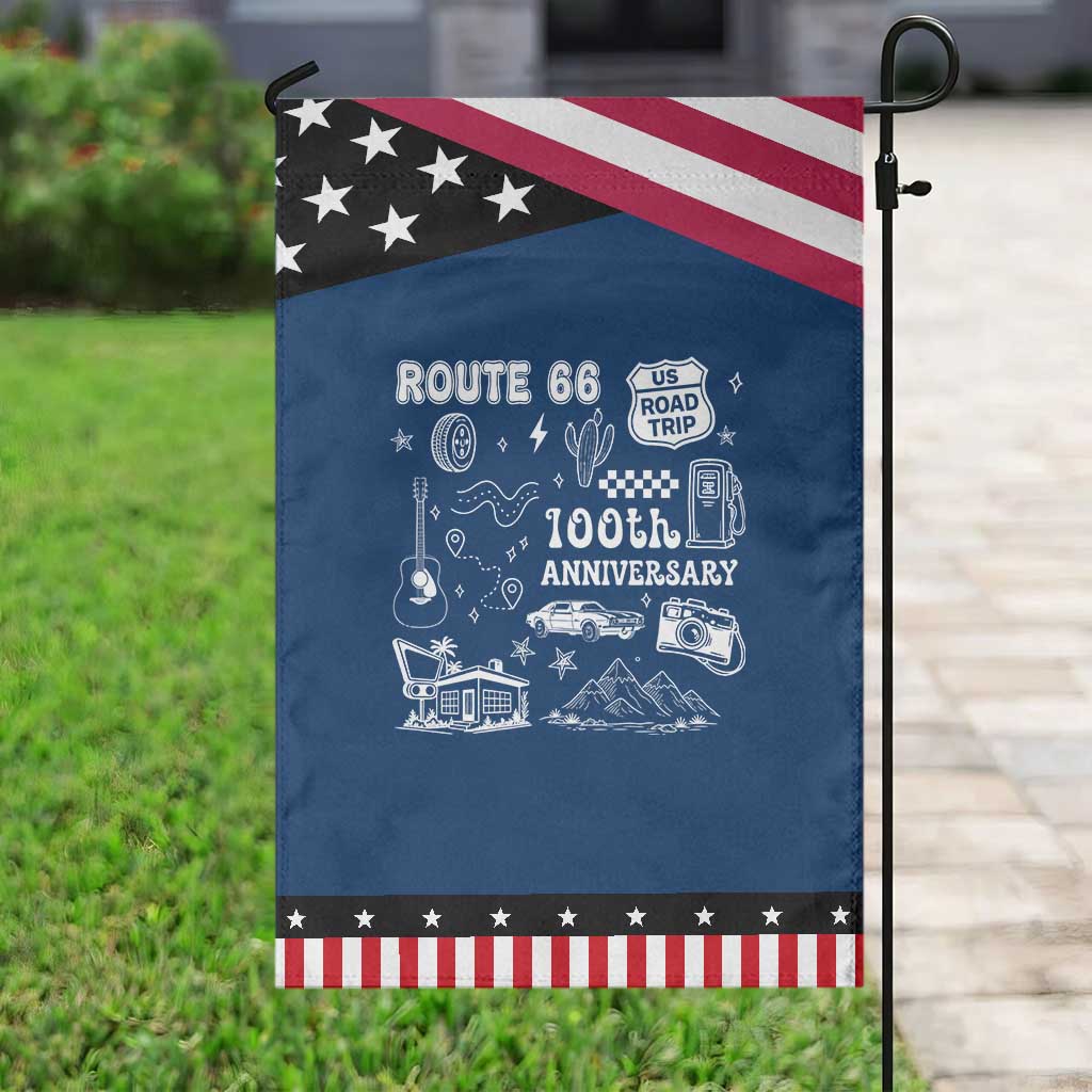 Route Highway 66 100th Anniversary Garden Flag The Mother Road Centennial TS12 Classic Blue Black Print Your Wear