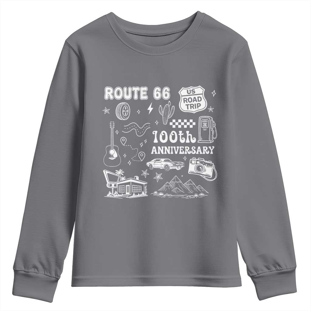 Route Highway 66 100th Anniversary Youth Sweatshirt The Mother Road Centennial TS12 Charcoal Print Your Wear
