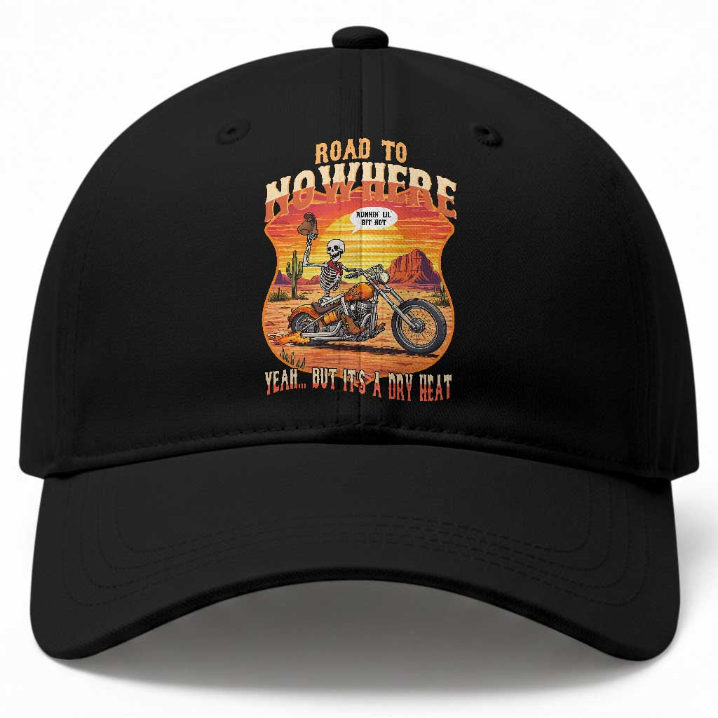 Funny Route Highway 66 Biker Skeleton Baseball Cap Road To Adventure