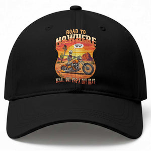 Funny Route Highway 66 Biker Skeleton Baseball Cap Road To Adventure