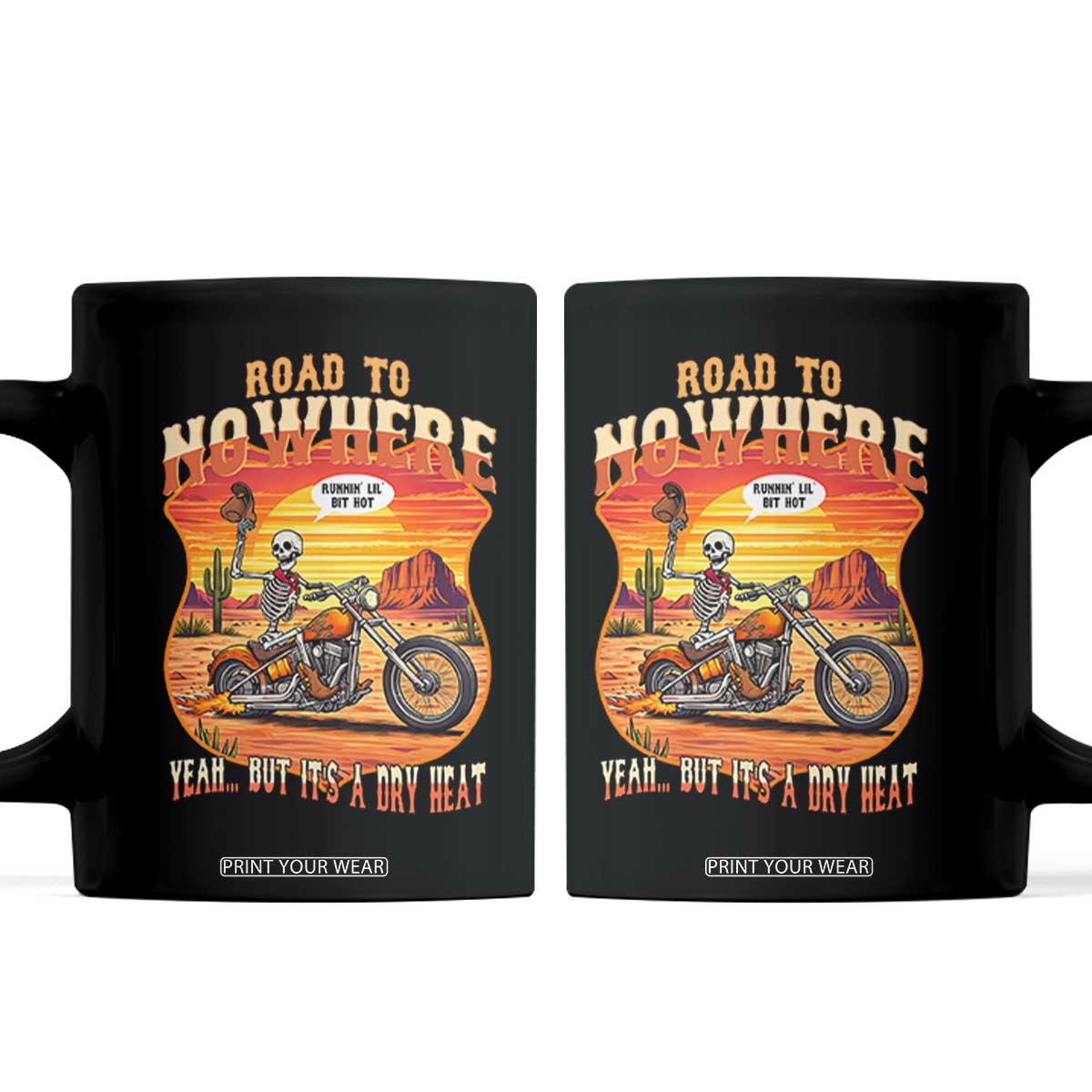 Funny Route Highway 66 Biker Skeleton Coffee Mug Road To Adventure