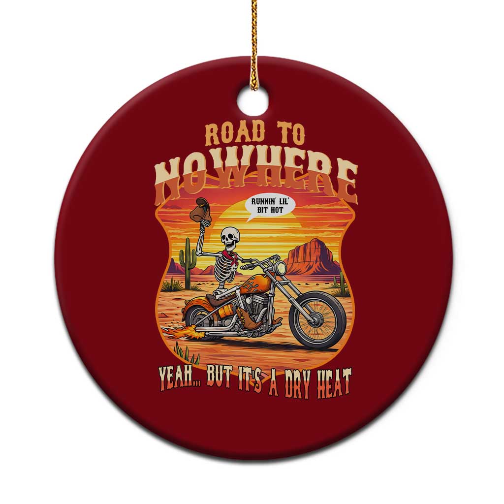 Funny Route Highway 66 Biker Skeleton Ceramic Ornament Road To Adventure