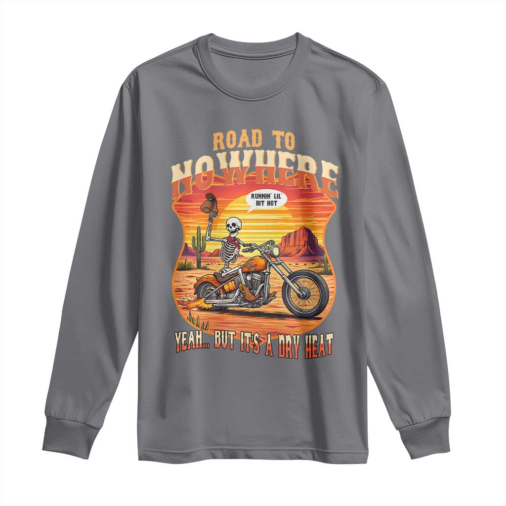 Funny Route Highway 66 Biker Skeleton Long Sleeve Shirt Road To Adventure TS12 Charcoal Print Your Wear