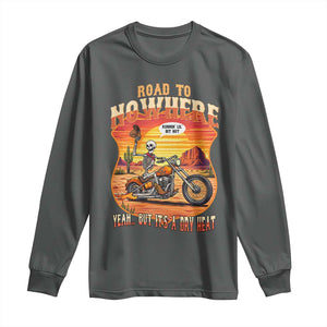 Funny Route Highway 66 Biker Skeleton Long Sleeve Shirt Road To Adventure TS12 Dark Heather Print Your Wear
