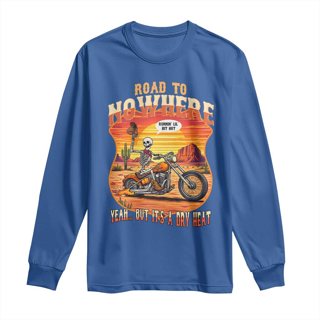 Funny Route Highway 66 Biker Skeleton Long Sleeve Shirt Road To Adventure TS12 Royal Blue Print Your Wear