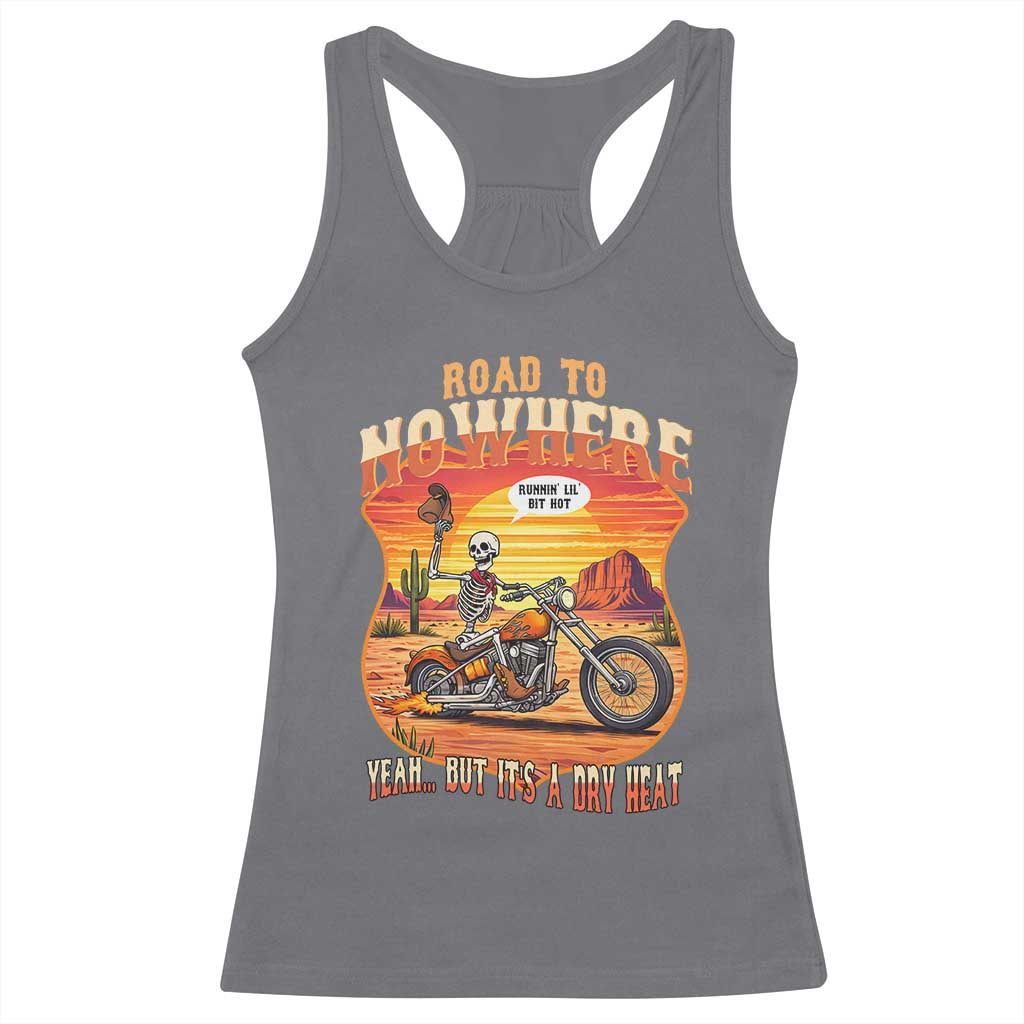 Funny Route Highway 66 Biker Skeleton Racerback Tank Top Road To Adventure