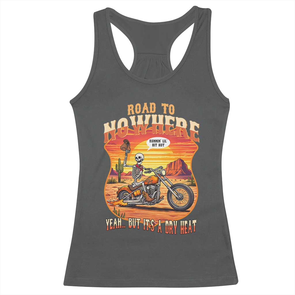 Funny Route Highway 66 Biker Skeleton Racerback Tank Top Road To Adventure