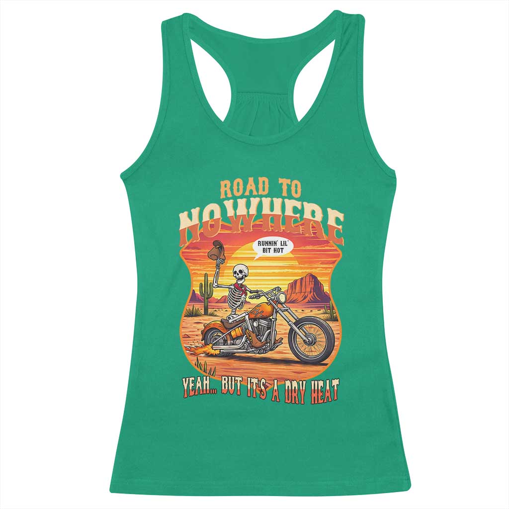 Funny Route Highway 66 Biker Skeleton Racerback Tank Top Road To Adventure