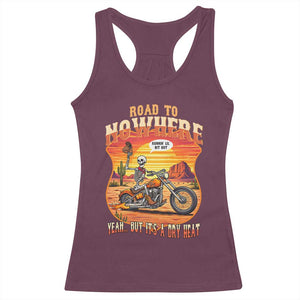 Funny Route Highway 66 Biker Skeleton Racerback Tank Top Road To Adventure