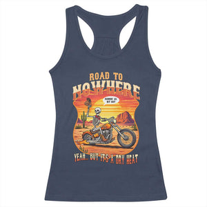 Funny Route Highway 66 Biker Skeleton Racerback Tank Top Road To Adventure