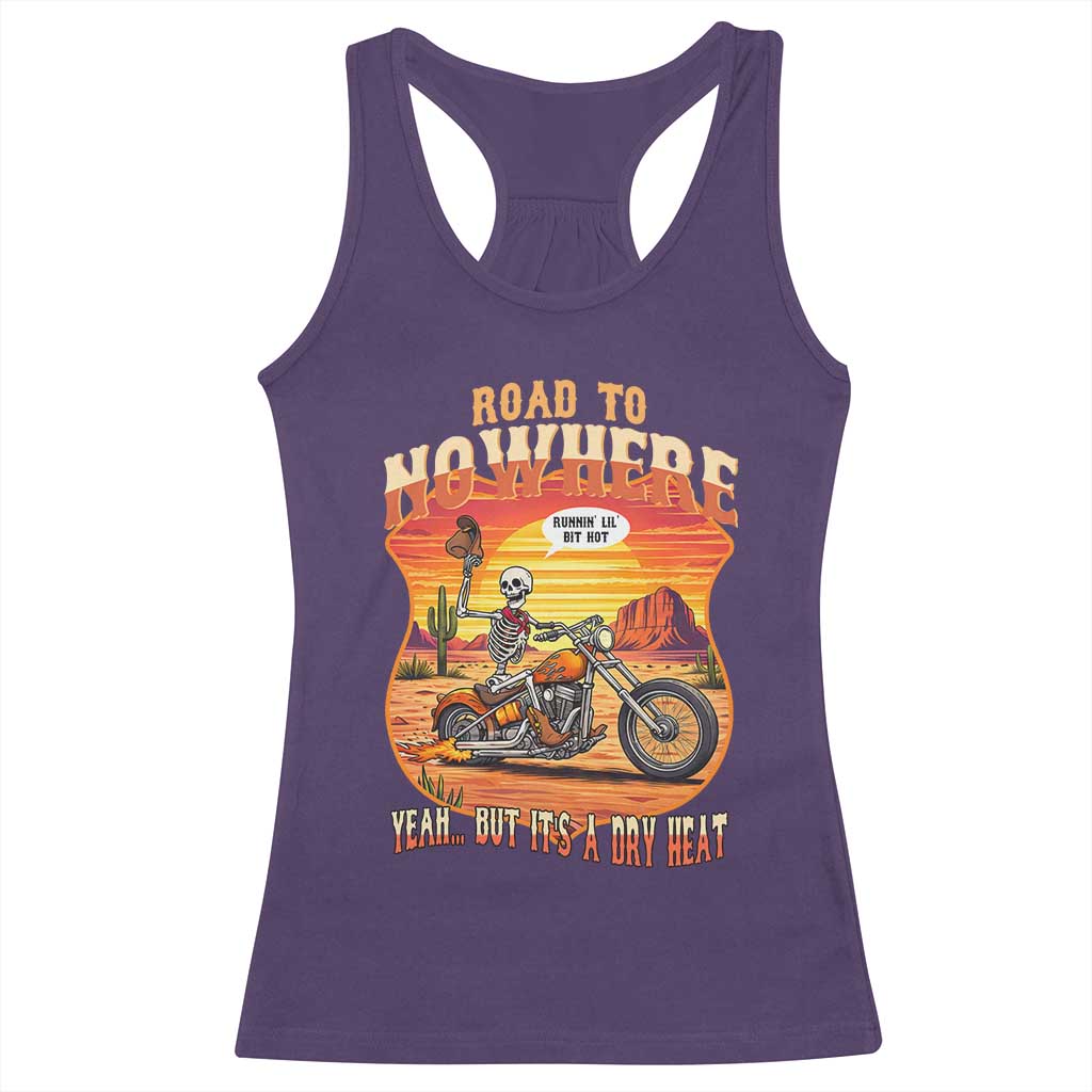 Funny Route Highway 66 Biker Skeleton Racerback Tank Top Road To Adventure