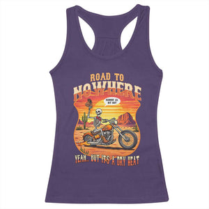 Funny Route Highway 66 Biker Skeleton Racerback Tank Top Road To Adventure