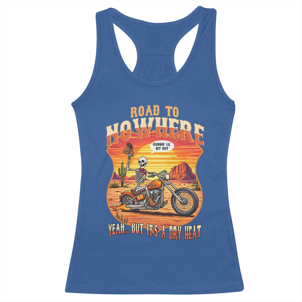 Funny Route Highway 66 Biker Skeleton Racerback Tank Top Road To Adventure