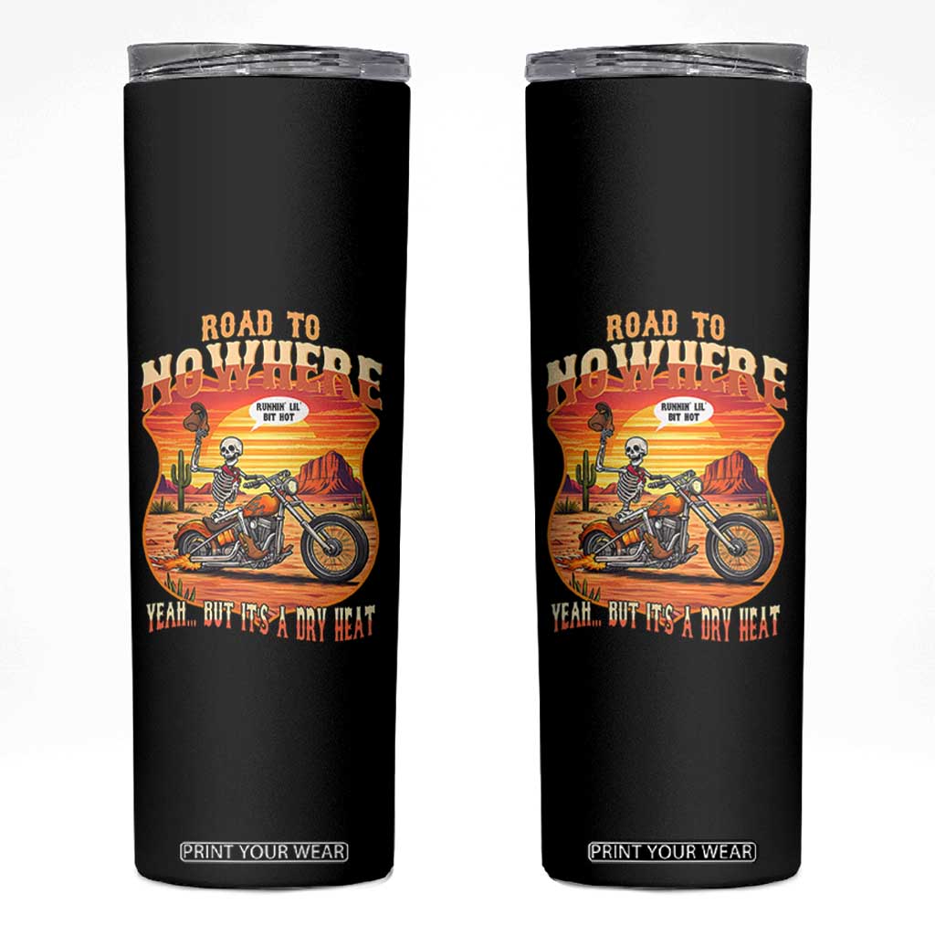 Funny Route Highway 66 Biker Skeleton Skinny Tumbler Road To Adventure TS12 Black Print Your Wear