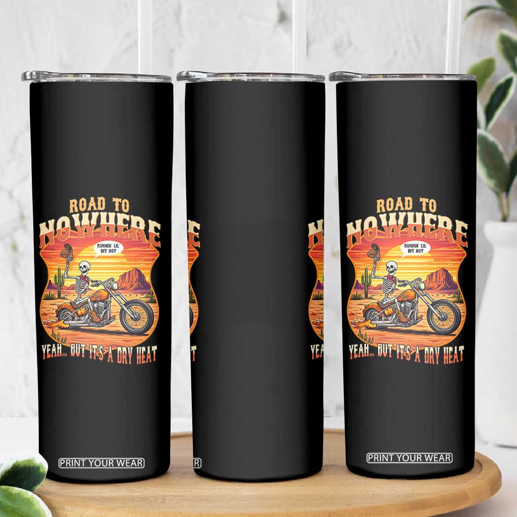 Funny Route Highway 66 Biker Skeleton Skinny Tumbler Road To Adventure TS12 Print Your Wear