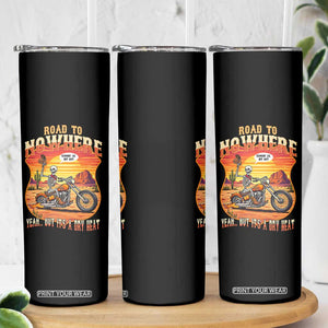 Funny Route Highway 66 Biker Skeleton Skinny Tumbler Road To Adventure TS12 Print Your Wear