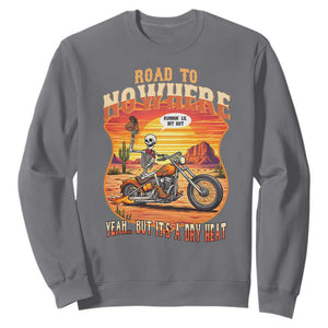 Funny Route Highway 66 Biker Skeleton Sweatshirt Road To Adventure TS12 Charcoal Print Your Wear