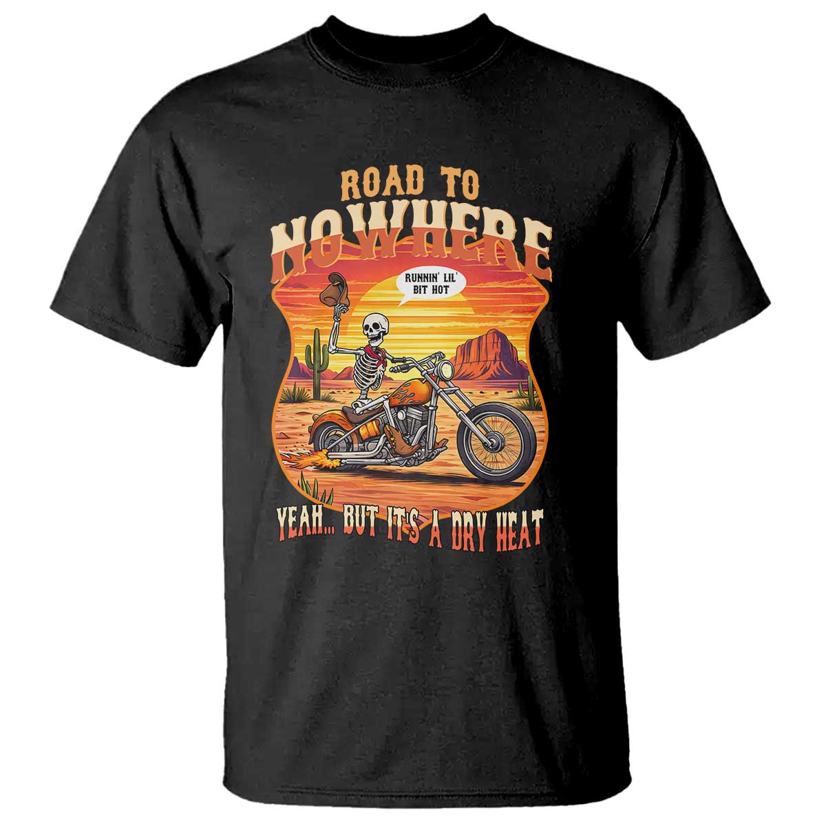 Funny Route Highway 66 Biker Skeleton T Shirt Road To Adventure TS12 Black Print Your Wear