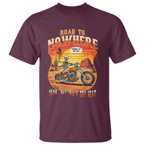 Funny Route Highway 66 Biker Skeleton T Shirt Road To Adventure TS12 Maroon Print Your Wear