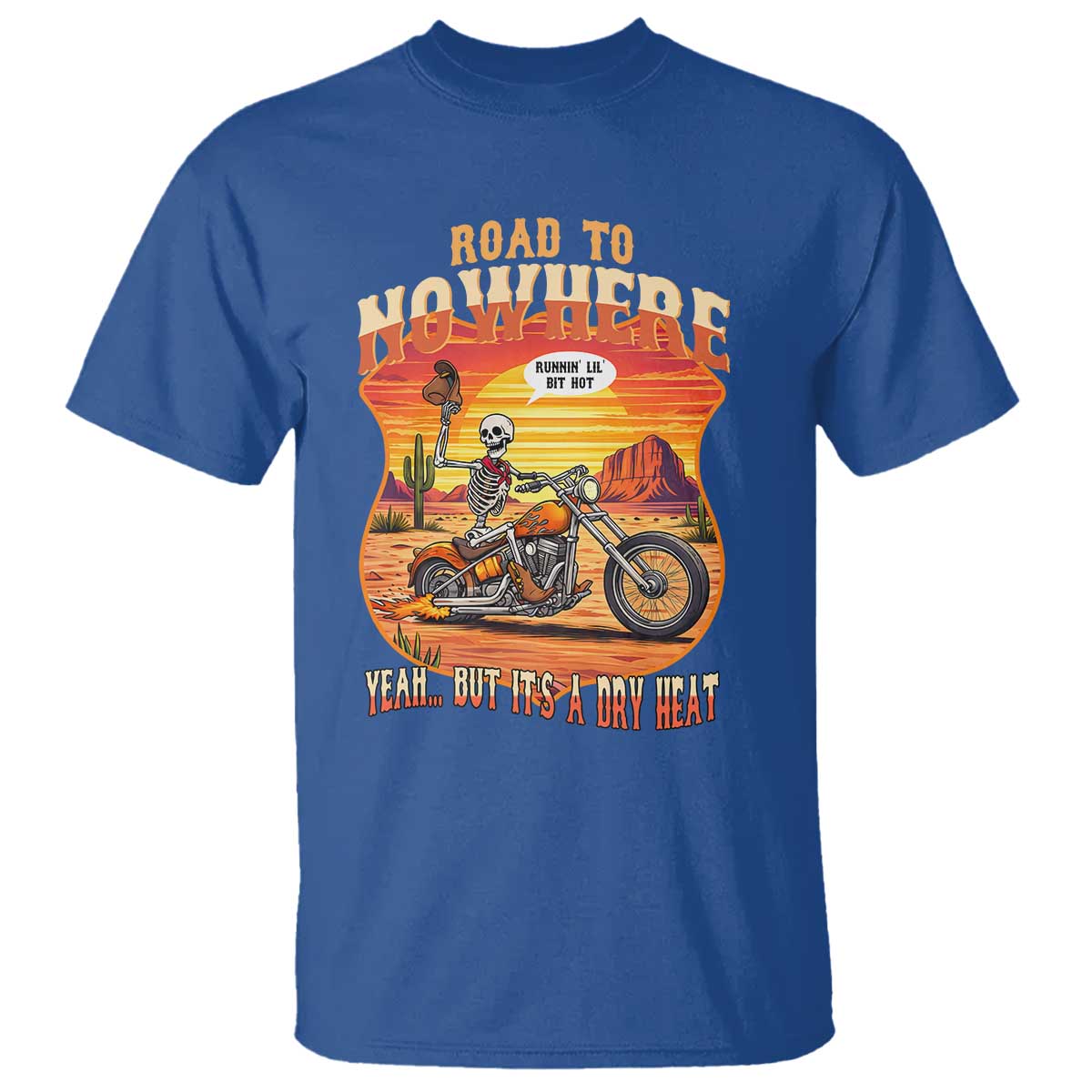 Funny Route Highway 66 Biker Skeleton T Shirt Road To Adventure TS12 Royal Blue Print Your Wear