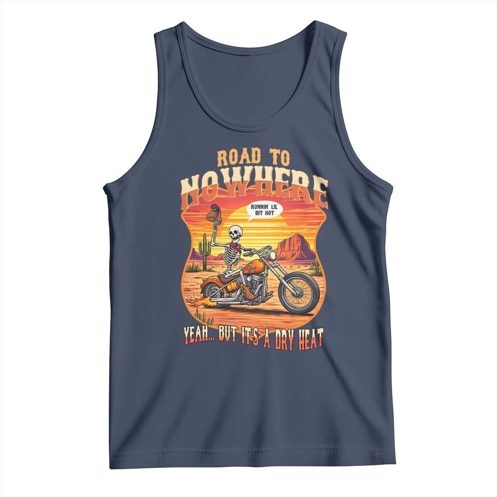 Funny Route Highway 66 Biker Skeleton Tank Top Road To Adventure