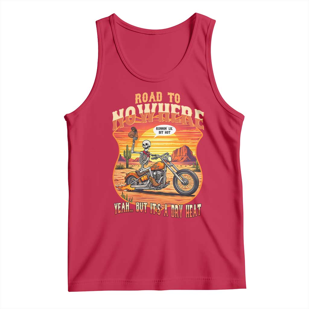 Funny Route Highway 66 Biker Skeleton Tank Top Road To Adventure