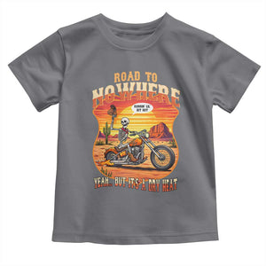 Funny Route Highway 66 Biker Skeleton Toddler T Shirt Road To Adventure TS12 Charcoal Print Your Wear