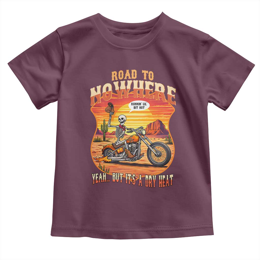 Funny Route Highway 66 Biker Skeleton Toddler T Shirt Road To Adventure TS12 Maroon Print Your Wear