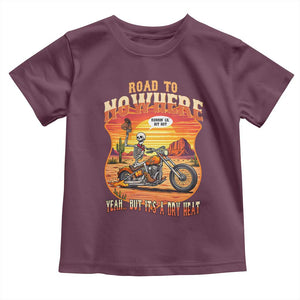 Funny Route Highway 66 Biker Skeleton Toddler T Shirt Road To Adventure TS12 Maroon Print Your Wear