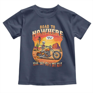 Funny Route Highway 66 Biker Skeleton Toddler T Shirt Road To Adventure TS12 Navy Print Your Wear