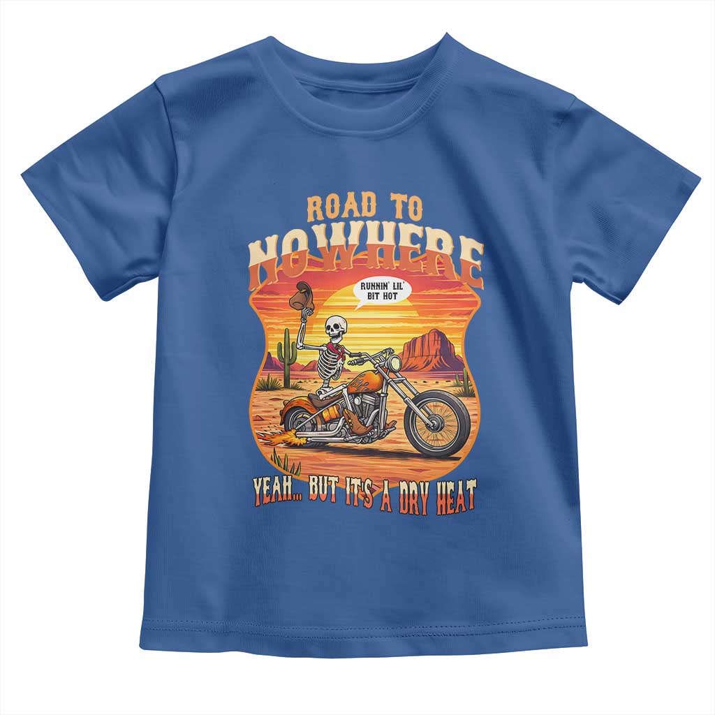Funny Route Highway 66 Biker Skeleton Toddler T Shirt Road To Adventure TS12 Royal Blue Print Your Wear